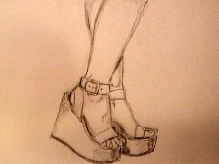 how to draw wedge shoes