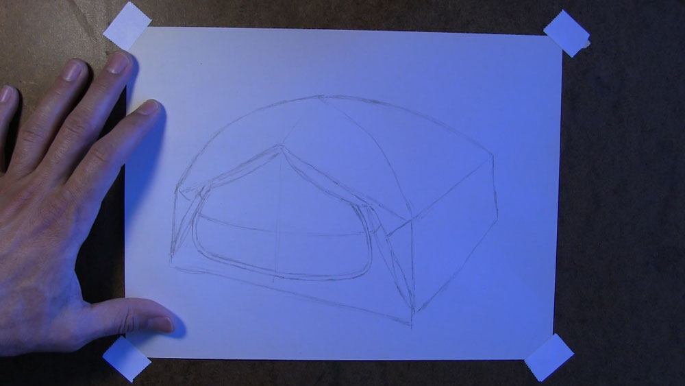sketch the front of the tent - step 04
