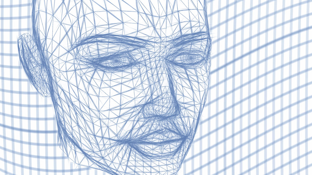 drawing people title picture - drawing of face with many guidelines and graph background
