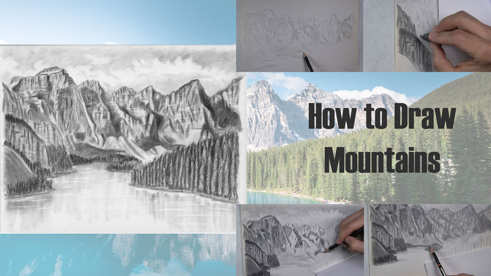 How to Draw Beautiful Mountain Lake | Easy Scenery Drawing - YouTube