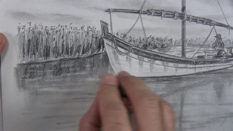 How to Draw a Boat on a Lake on a Cloudy Day - Let&rsquo;s Draw Today