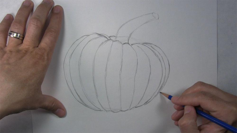 draw the right side of the pumpkin
