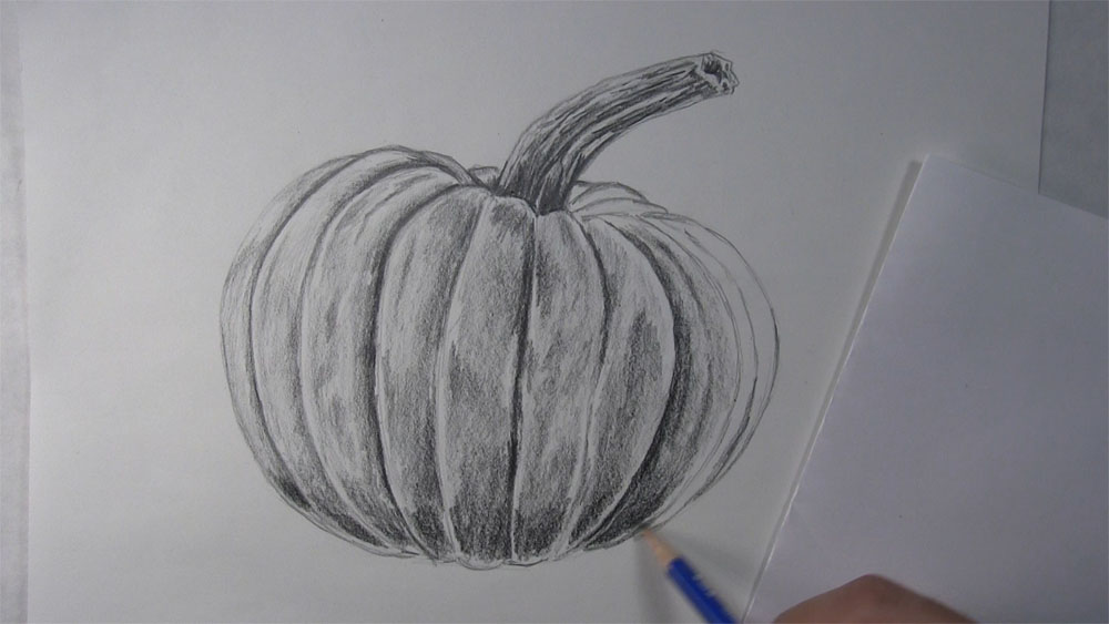 draw shading on the pumpkin bottom