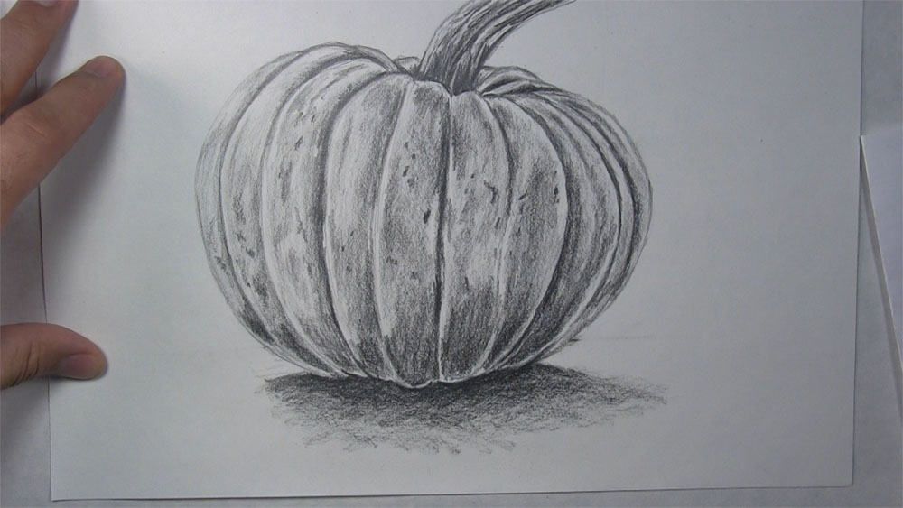 draw a shadow under the pumpkin