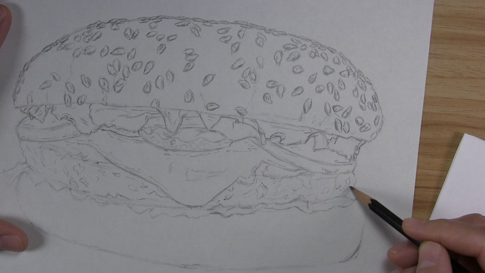 draw details on the hamburger patty