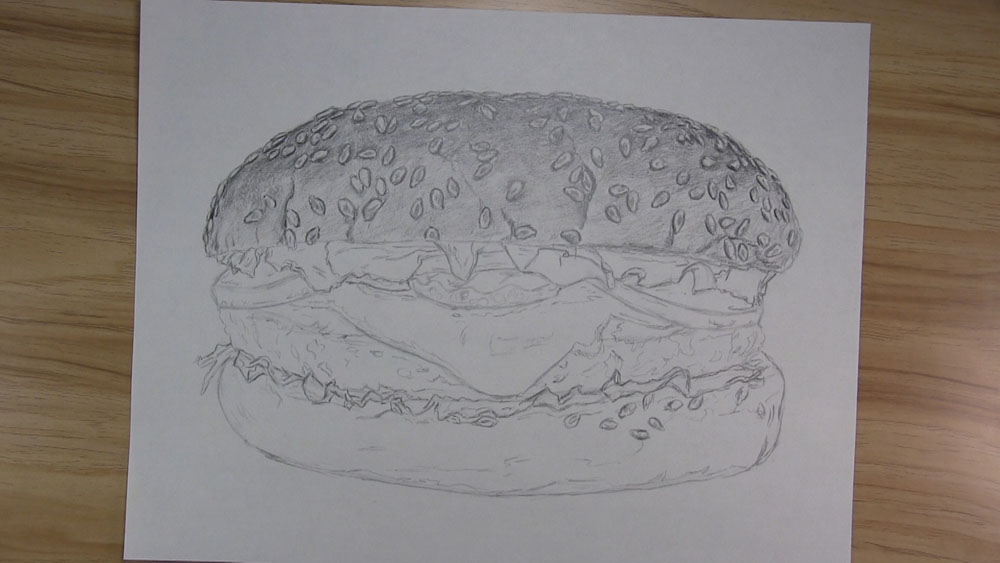 draw the final details of the hamburger bun