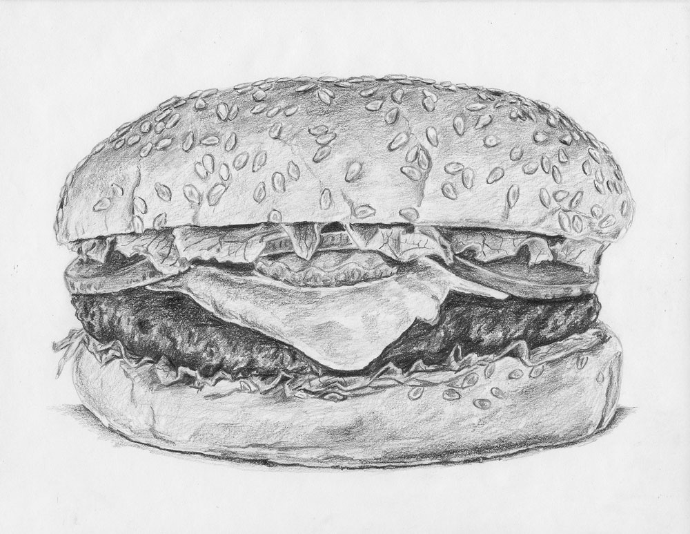 How to Draw a Hamburger with a Slice of Cheese Let's Draw Today