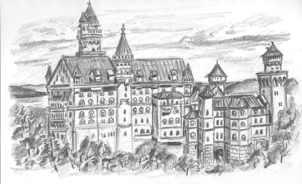 how to draw a medieval castle final result