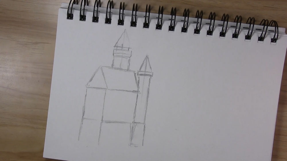 draw a tower next to the house