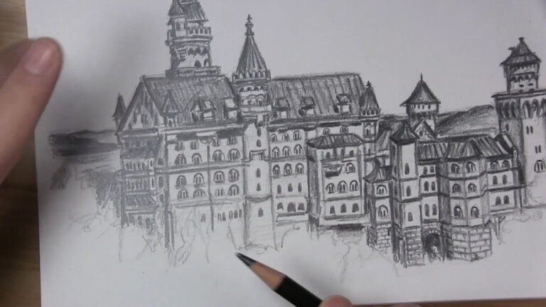 How to Draw a Medieval Castle - Let's Draw Today