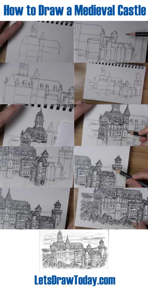 how to draw a medieval castle recap