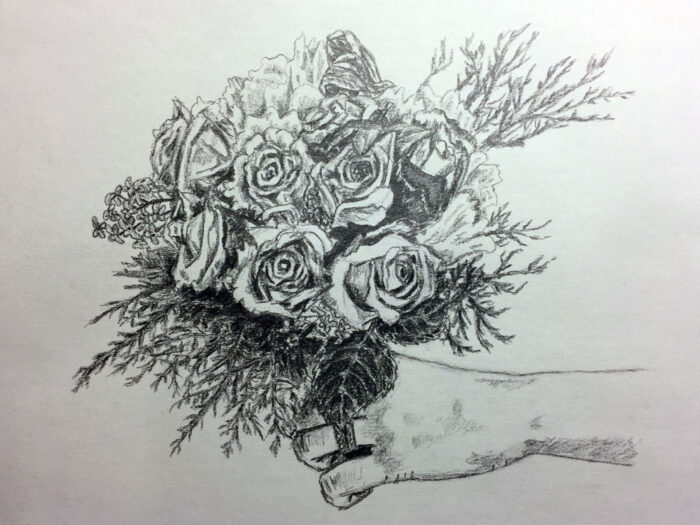 how to draw a bouquet of flowers with a hand