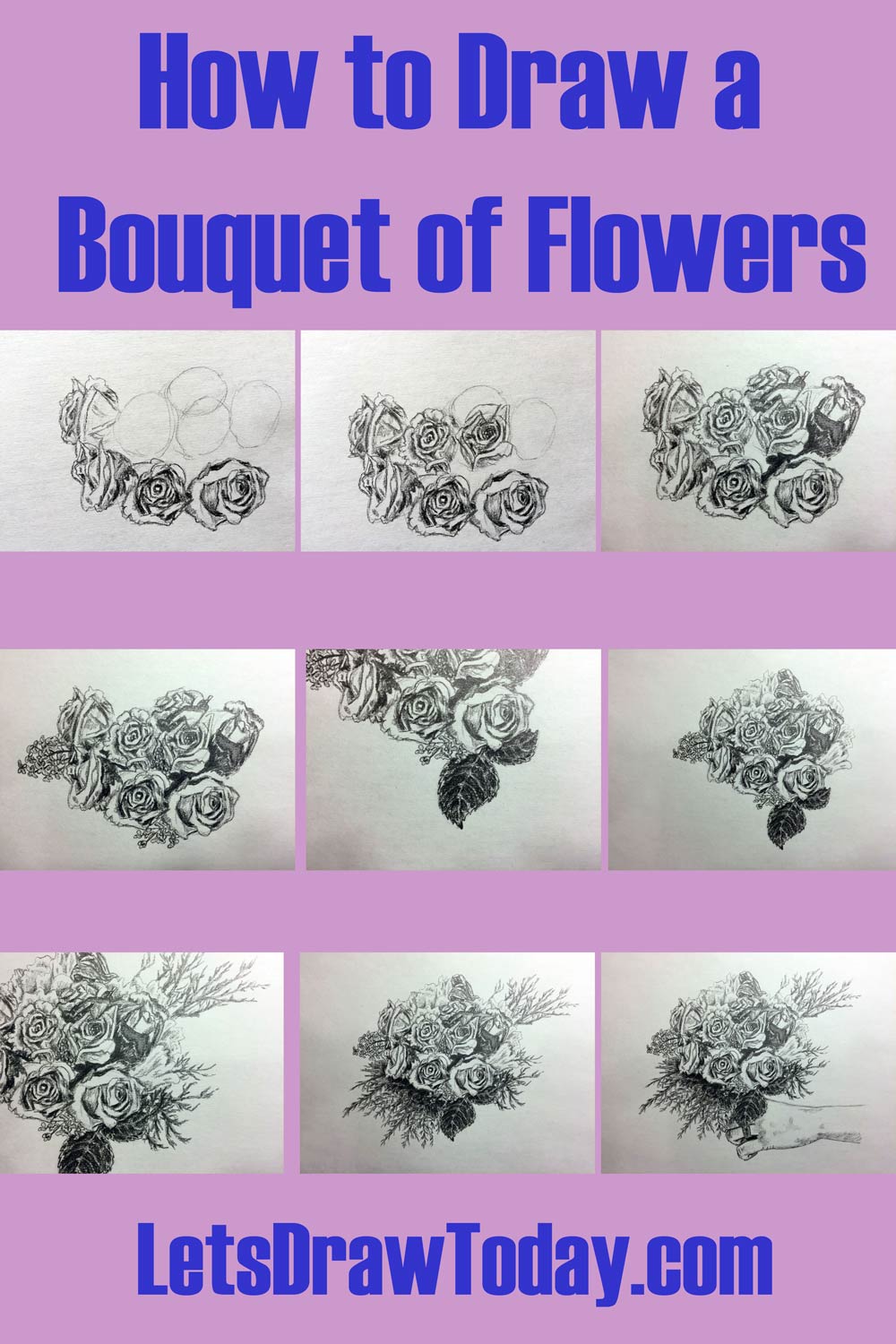 How to Draw a Bouquet of Flowers - Let's Draw Today