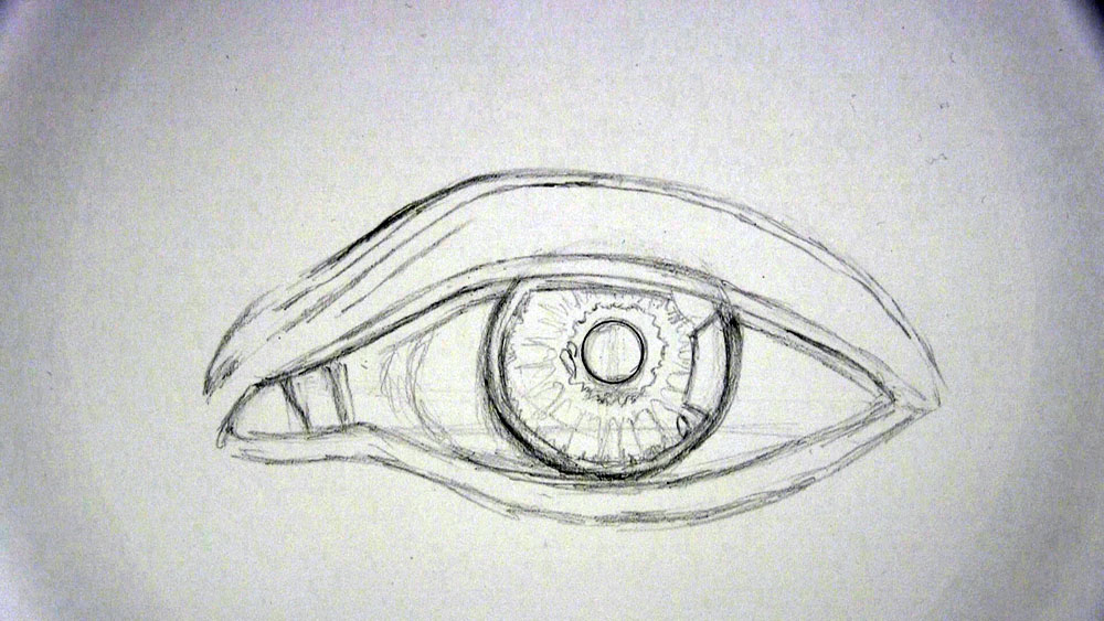 draw spokes on the iris for a realistic eye