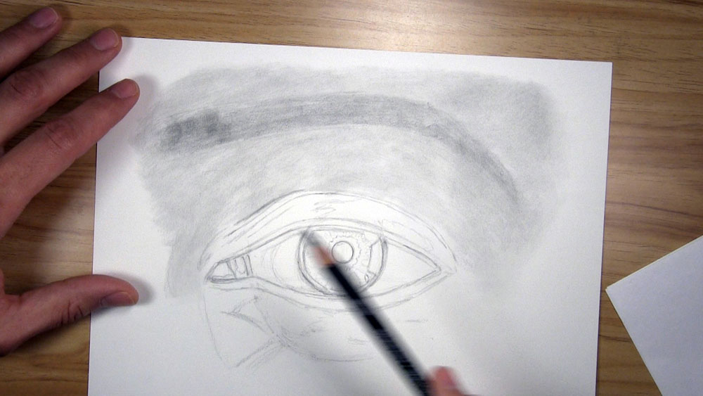 draw more shading for realistic skin around the eye