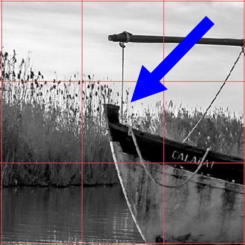 bow of boat in grid square photo