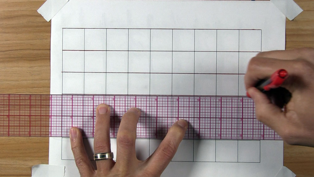 trace grid lines with red pen
