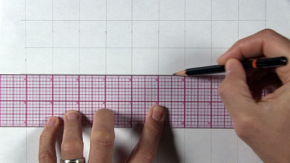 draw grid lines with a gridded ruler
