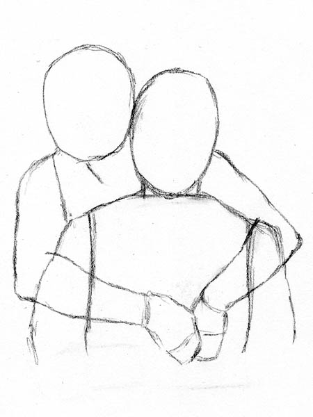 hugging drawing