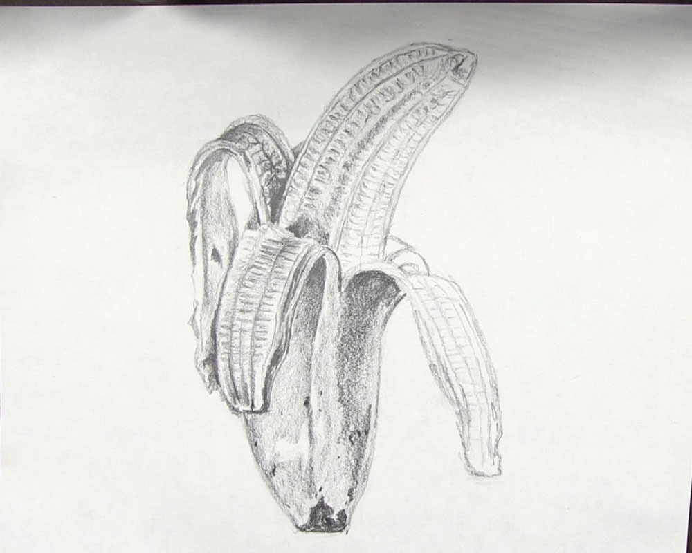draw the black bottom of the peeled banana