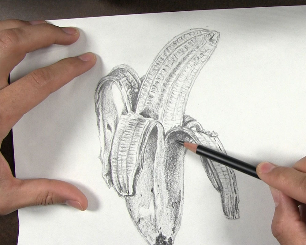 draw finishing touches on the peeled banana