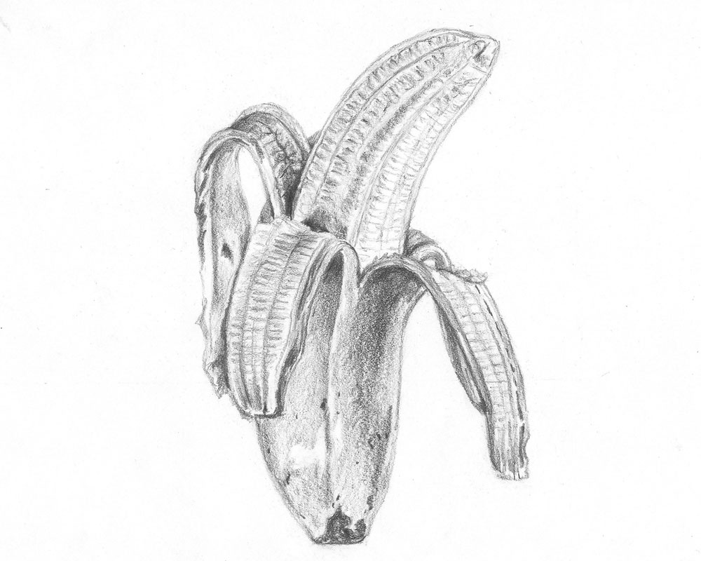 how to draw a peeled banana