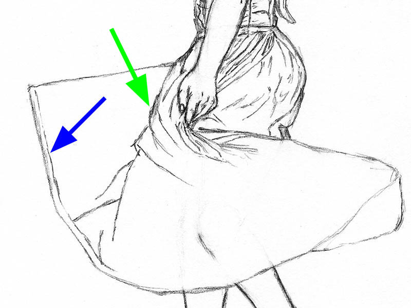 how to draw a woman dress lower folds 2
