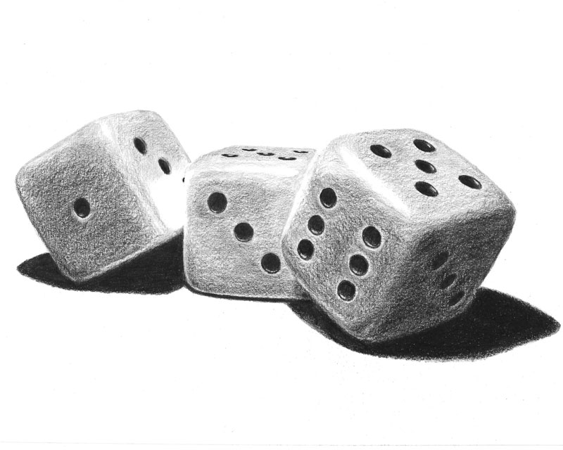 dice drawing with pencil shading using value scale