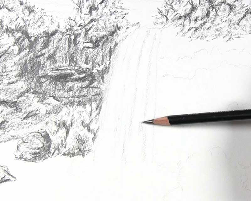 draw realistic waterfall lines