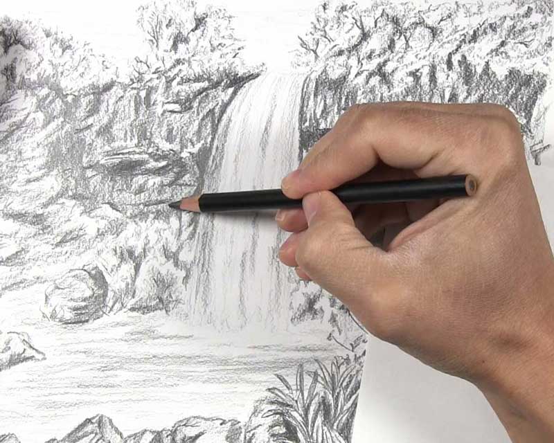 decide waterfall finishing touches to draw