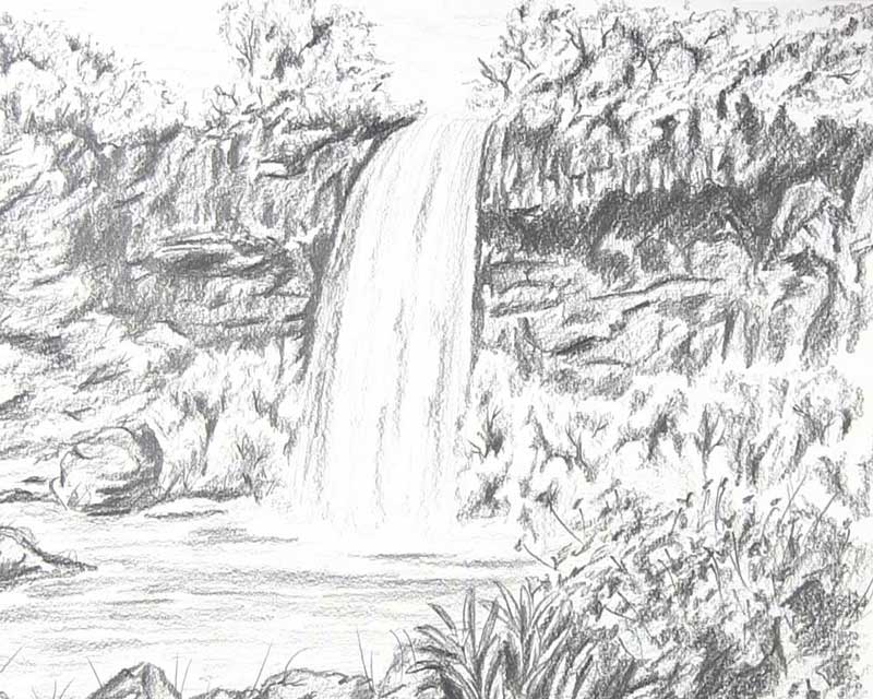 make finished waterfall drawing