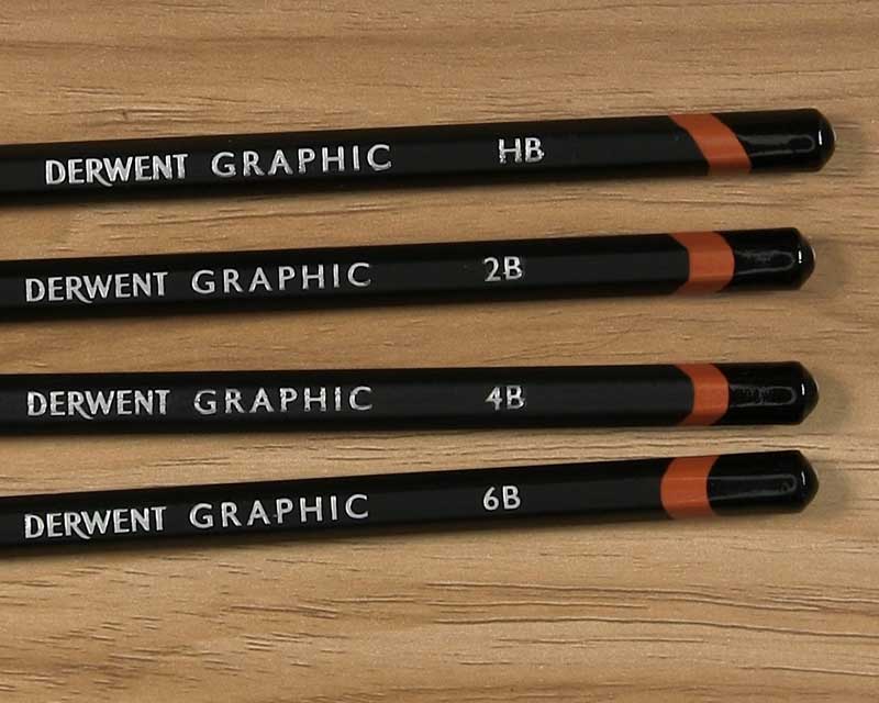 hb through 6b pencils