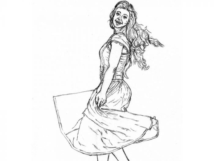 how to draw a woman in a dress featured image