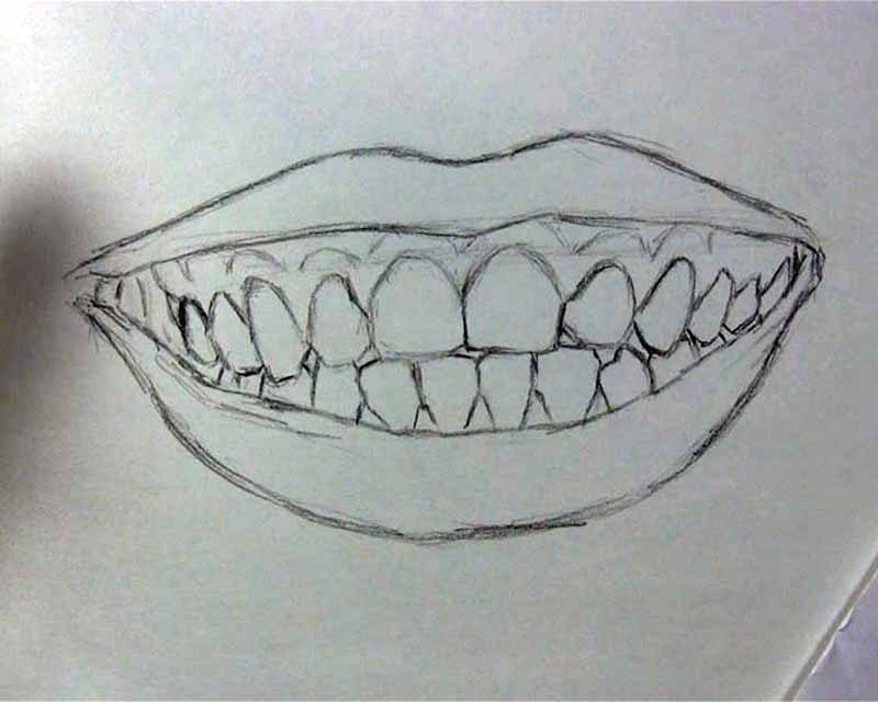sketch bottom lip outline