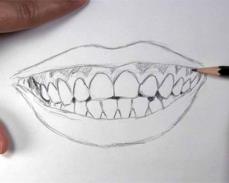 sketch tones between lips and teeth
